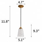 Antique Brass Pendant Light with Frosted Cut Glass Shade