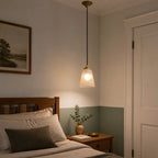 Antique Brass Pendant Light with Frosted Cut Glass Shade