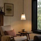 Antique Brass Pendant Light with Frosted Cut Glass Shade