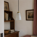 Antique Brass Pendant Light with Frosted Cut Glass Shade