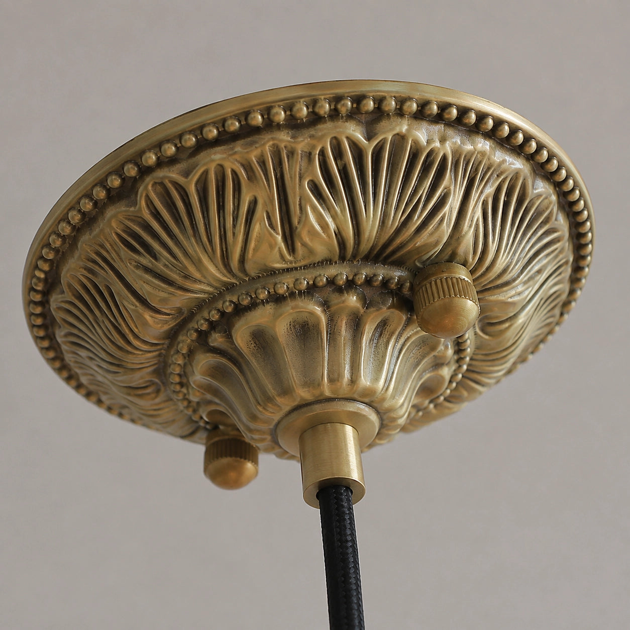 Antique Brass Pendant Light with Frosted Cut Glass Shade
