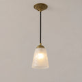 Antique Brass Pendant Light with Frosted Cut Glass Shade
