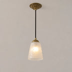 Antique Brass Pendant Light with Frosted Cut Glass Shade