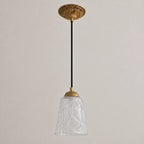 Antique Brass Pendant Light with Frosted Cut Glass Shade