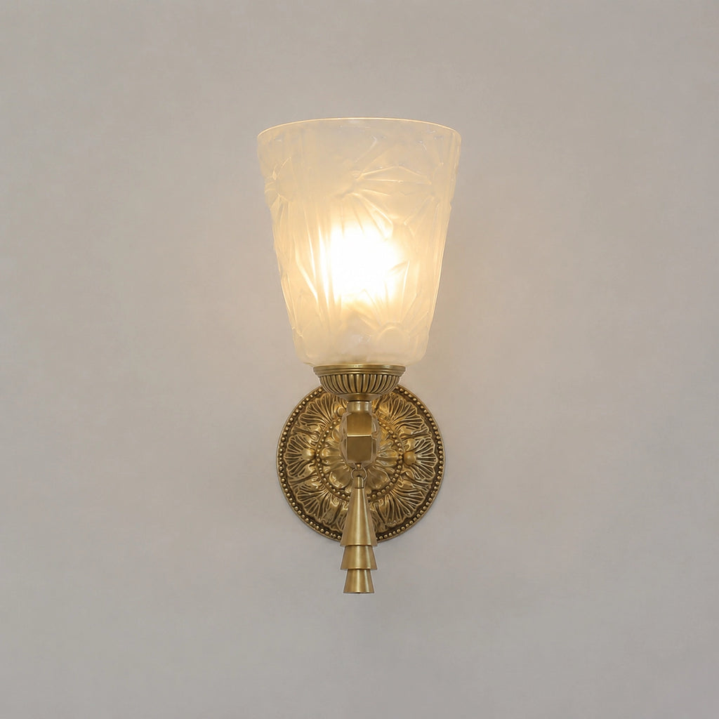 Antique Brass Wall Sconce with Cut Glass Shade and Tassel Drop