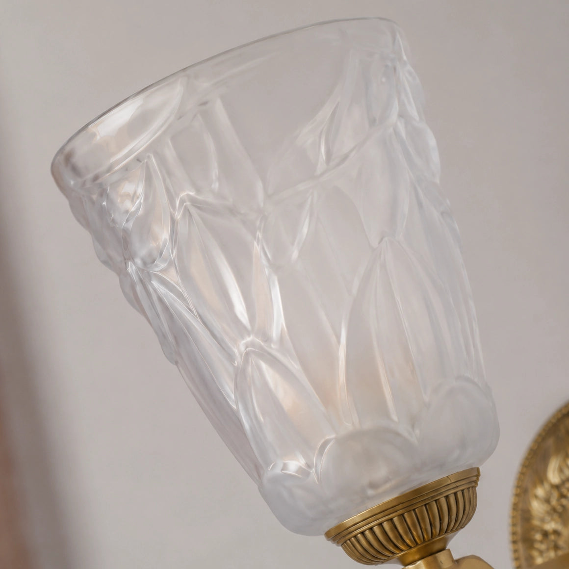 Antique Brass Wall Sconce with Cut Glass Shade and Tassel Drop