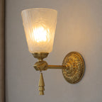 Antique Brass Wall Sconce with Cut Glass Shade and Tassel Drop