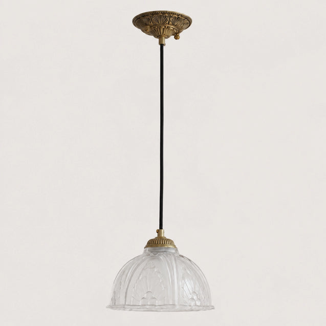 Classic Brass Pendant Light with Glass Dome Shade