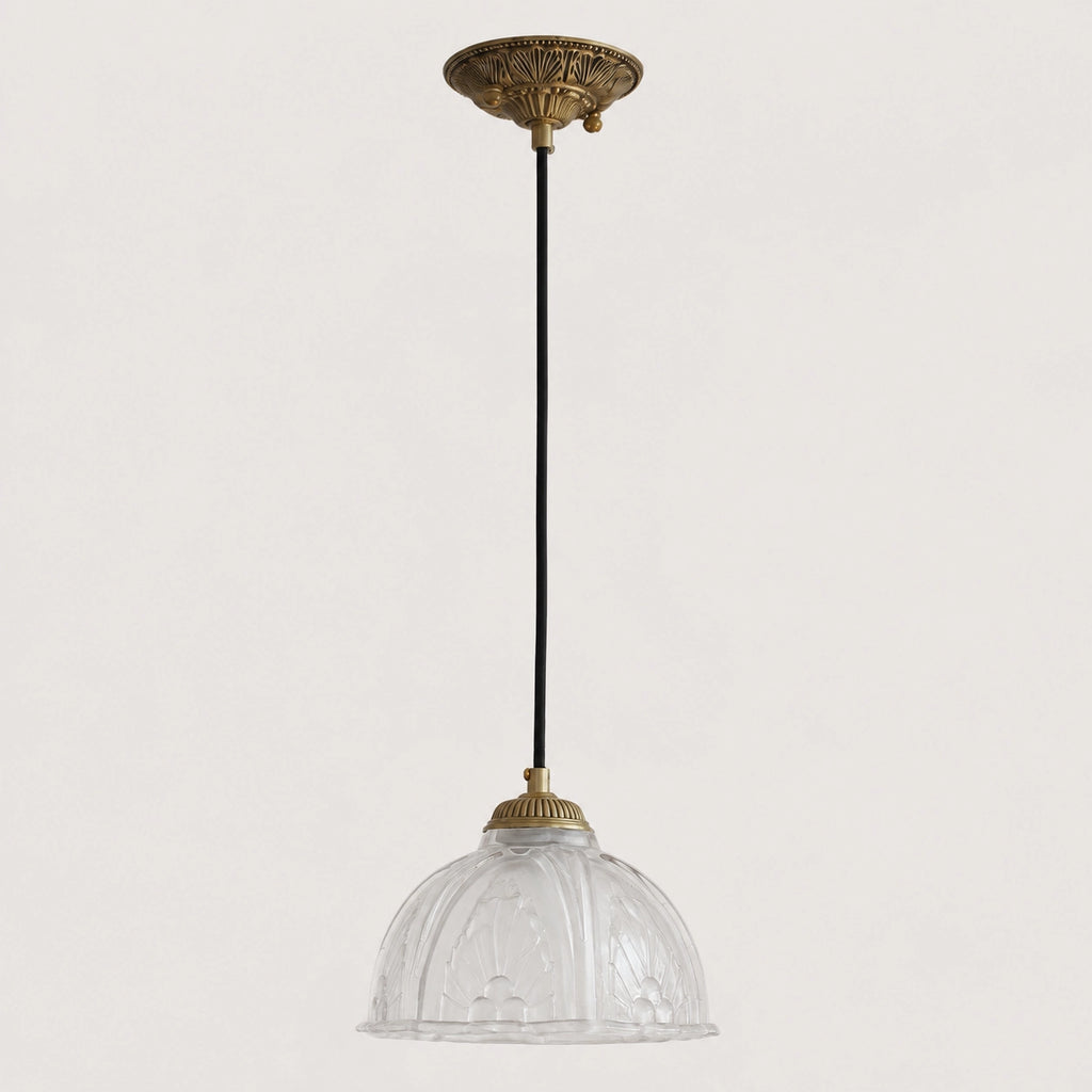 Classic Brass Pendant Light with Glass Dome Shade