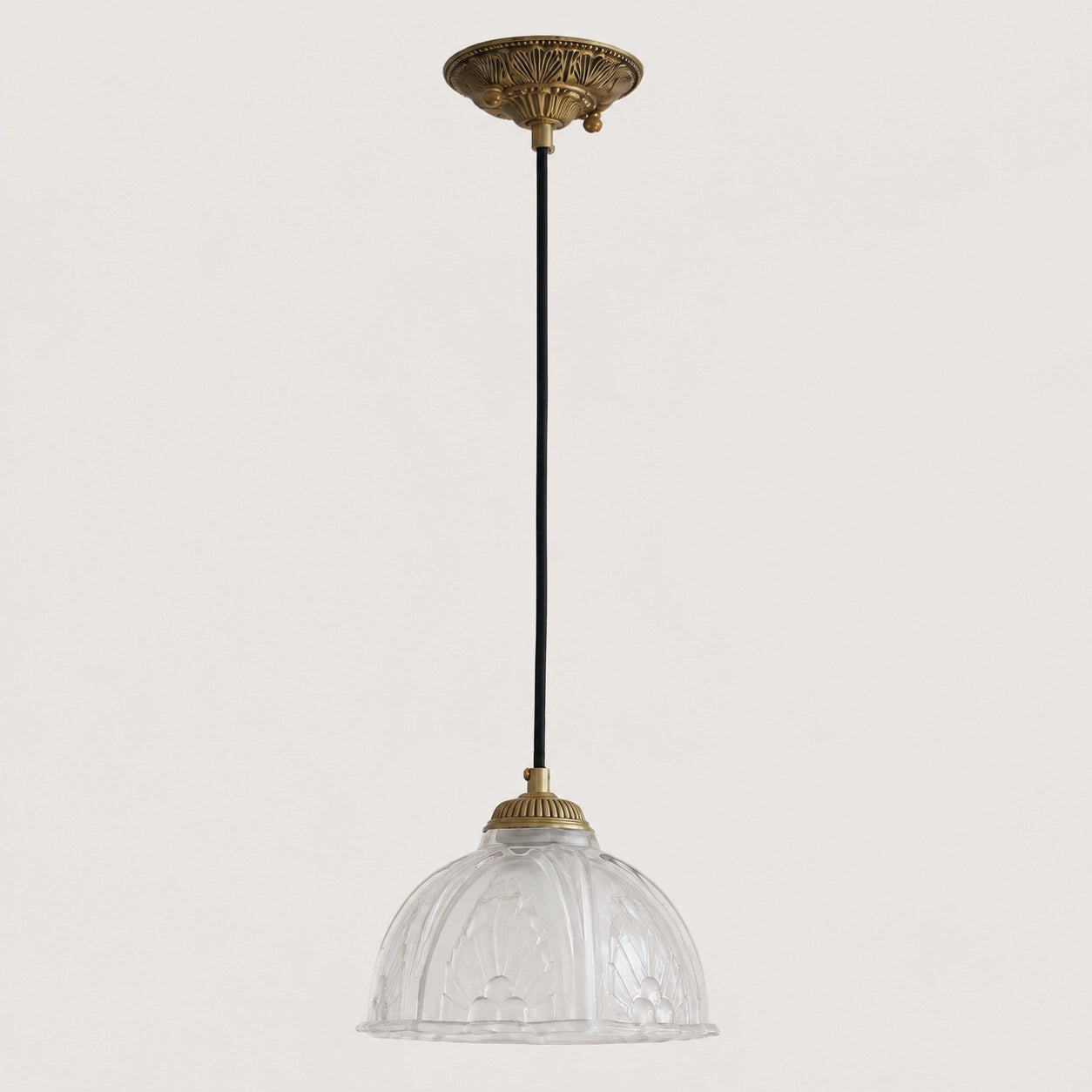 Classic Brass Pendant Light with Glass Dome Shade