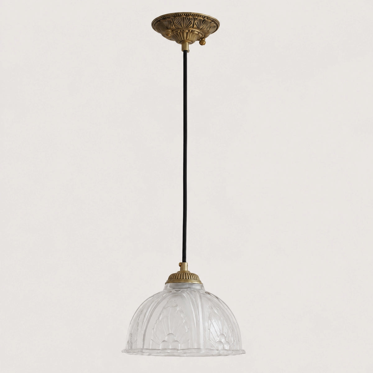 Classic Brass Pendant Light with Glass Dome Shade
