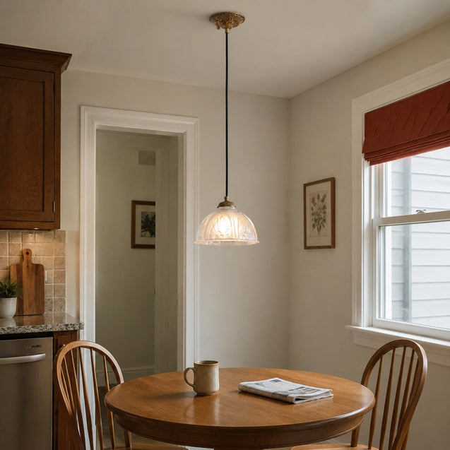 Classic Brass Pendant Light with Glass Dome Shade