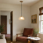 Classic Brass Pendant Light with Glass Dome Shade