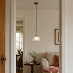 Classic Brass Pendant Light with Glass Dome Shade