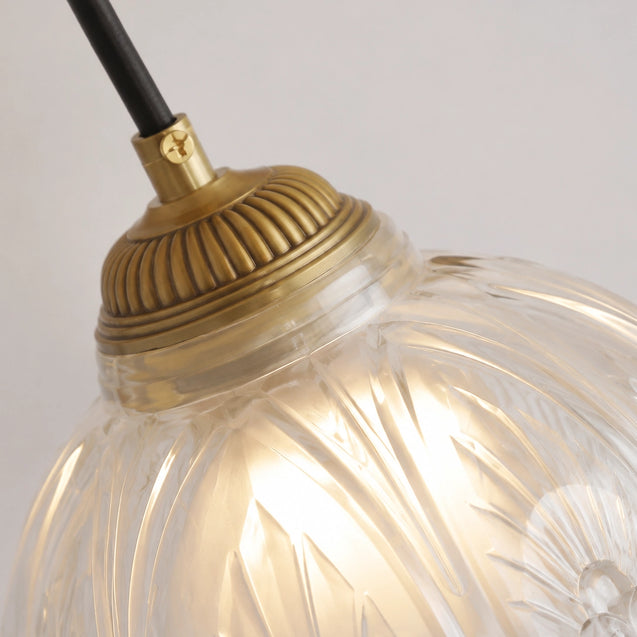 Classic Brass Pendant Light with Glass Dome Shade