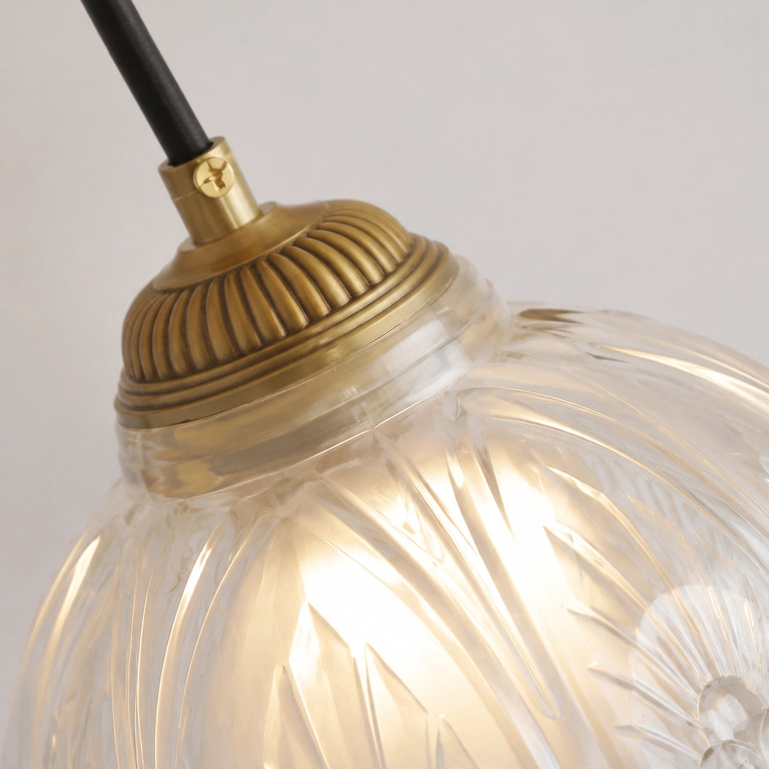 Classic Brass Pendant Light with Glass Dome Shade