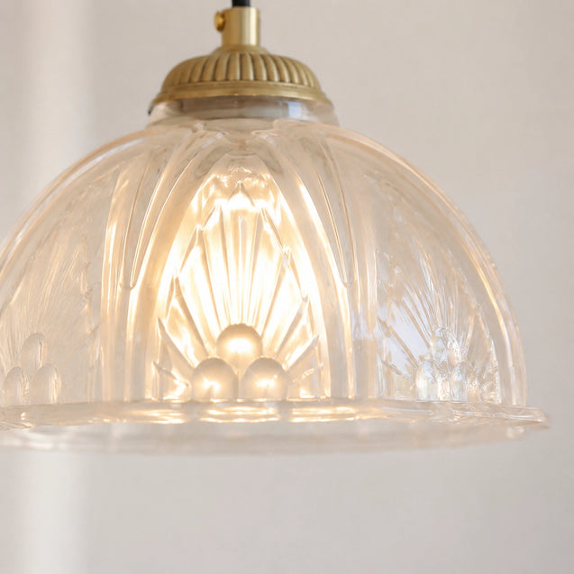 Classic Brass Pendant Light with Glass Dome Shade