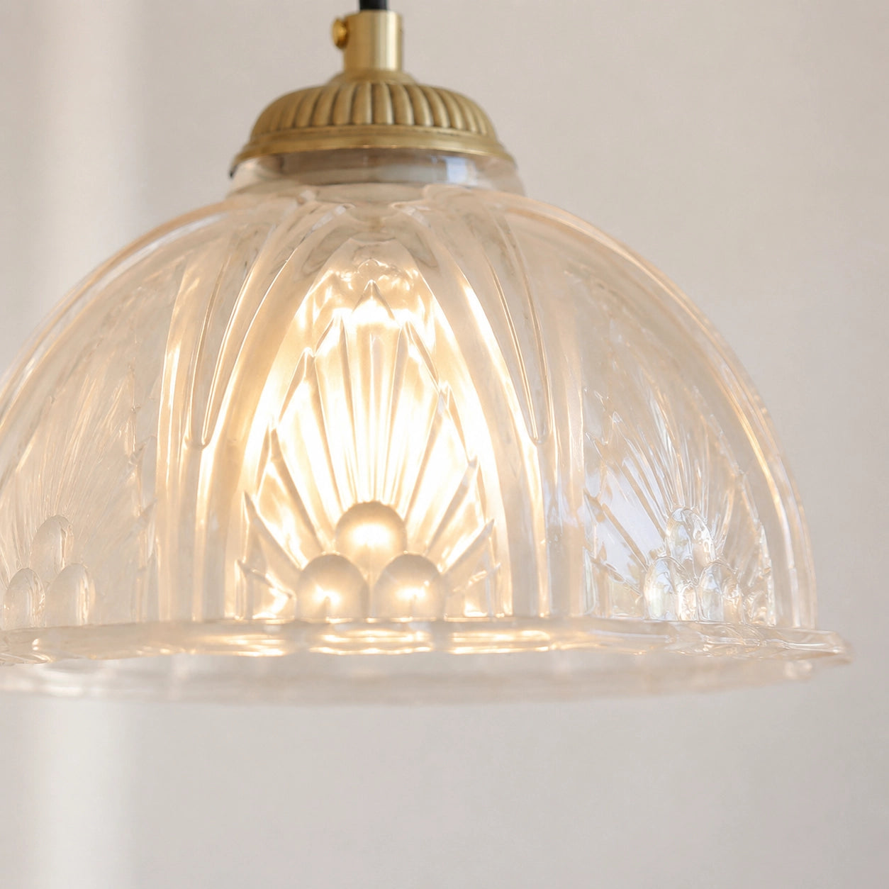 Classic Brass Pendant Light with Glass Dome Shade
