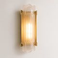 Simple Brass Wall Sconce with Ribbed Glass Shade