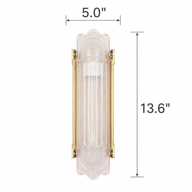 Simple Brass Wall Sconce with Ribbed Glass Shade