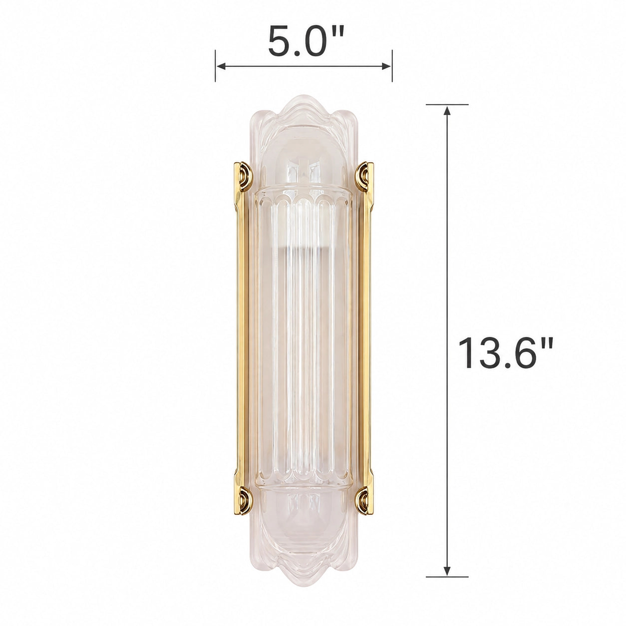 Simple Brass Wall Sconce with Ribbed Glass Shade