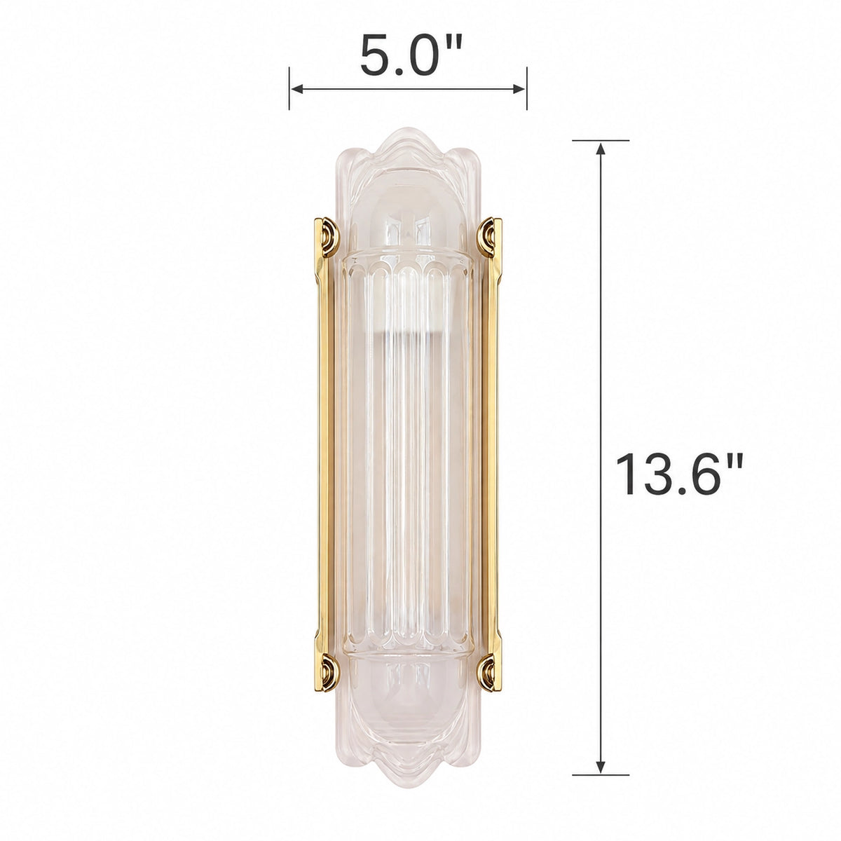 Simple Brass Wall Sconce with Ribbed Glass Shade