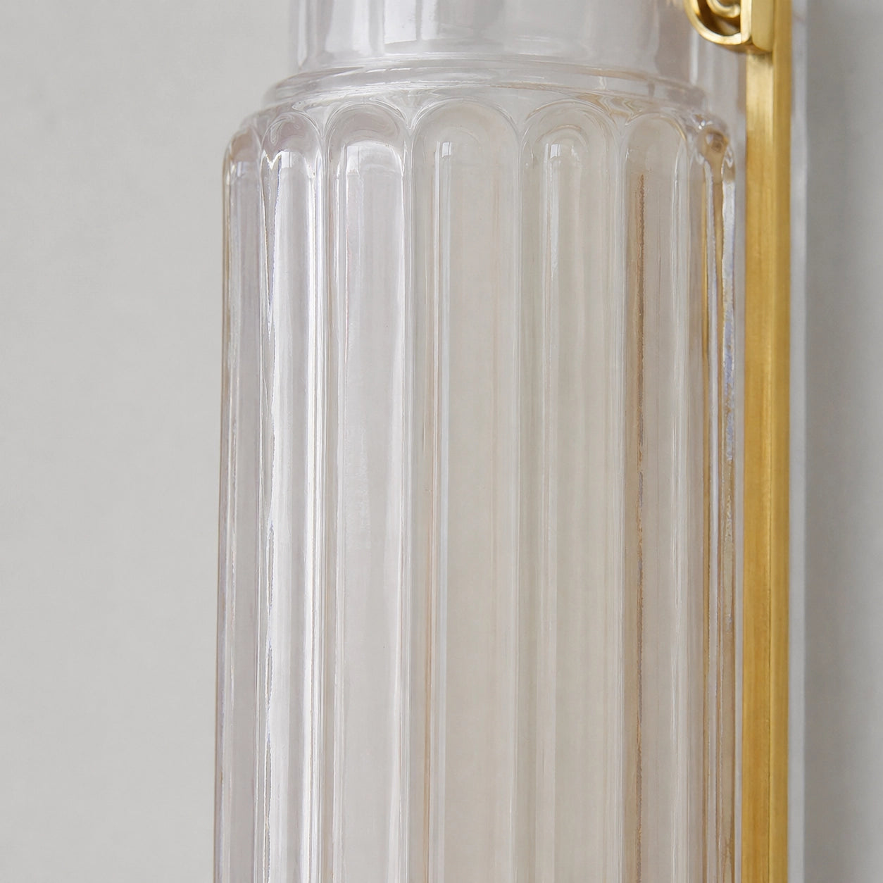 Simple Brass Wall Sconce with Ribbed Glass Shade