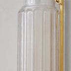 Simple Brass Wall Sconce with Ribbed Glass Shade