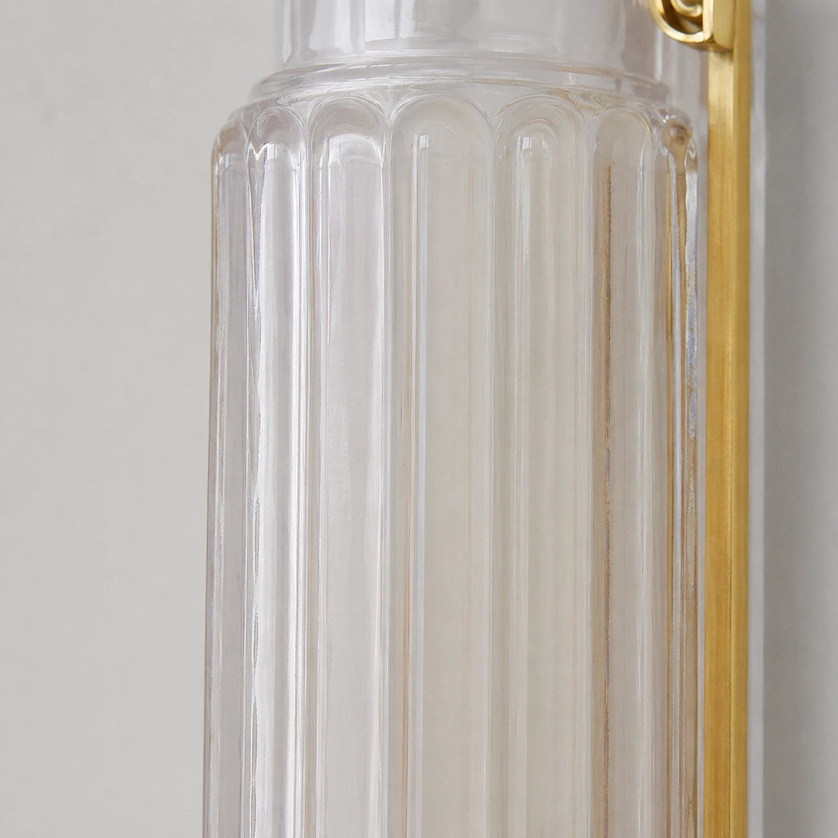 Simple Brass Wall Sconce with Ribbed Glass Shade