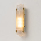 Simple Brass Wall Sconce with Ribbed Glass Shade