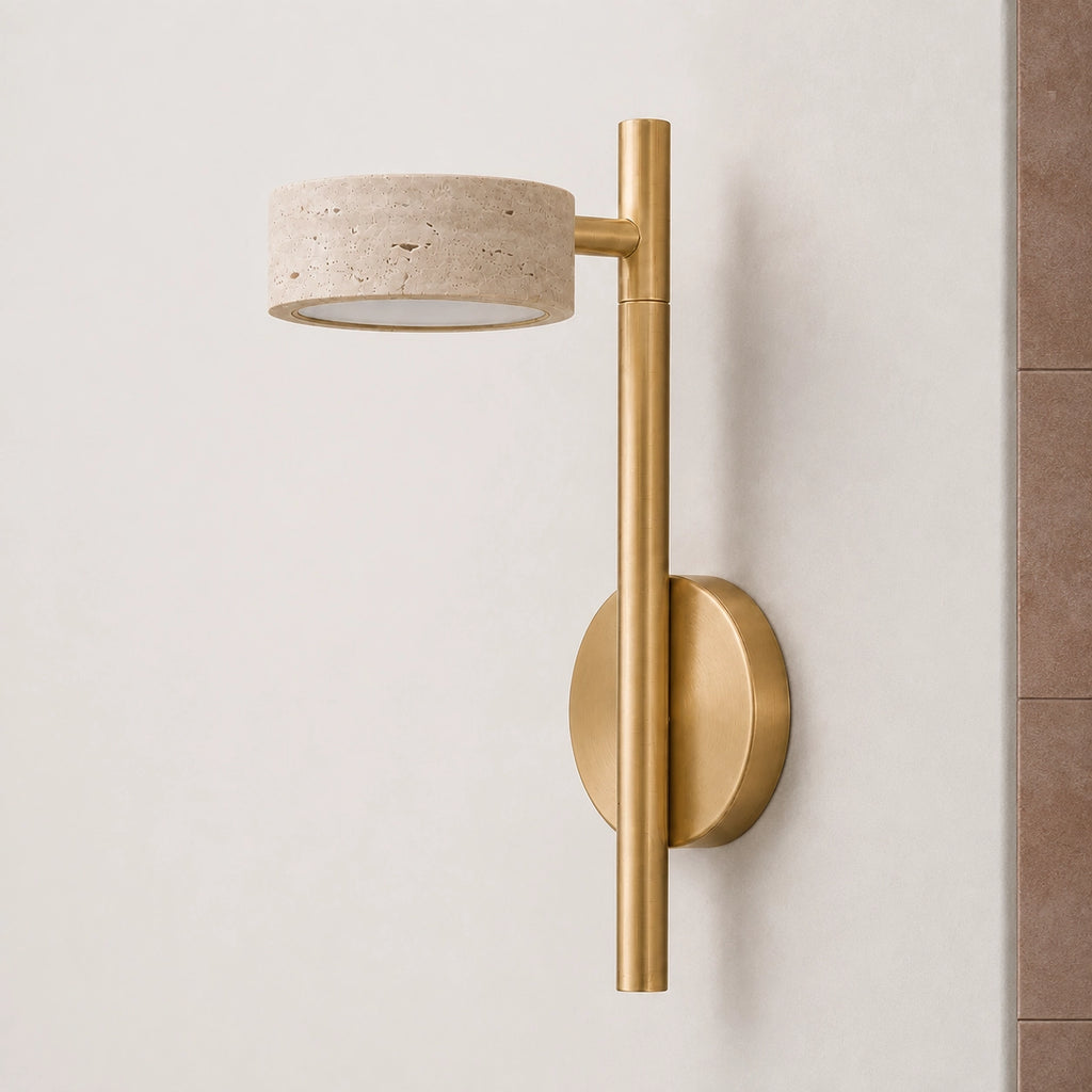 Natural Travertine Wall-Mounted Light with Rotating Arm