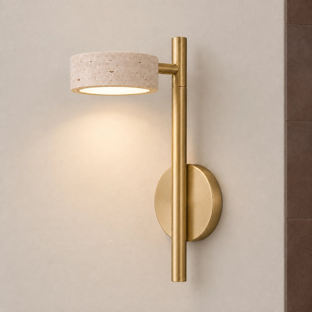 Natural Travertine Wall-Mounted Light with Rotating Arm