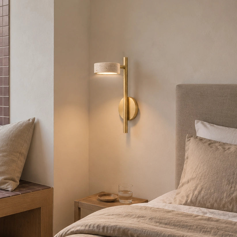 Natural Travertine Wall-Mounted Light with Rotating Arm