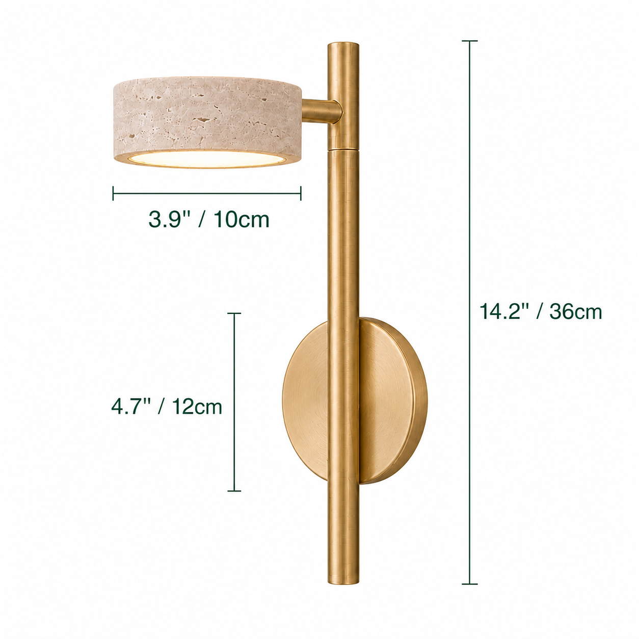 Natural Travertine Wall-Mounted Light with Rotating Arm